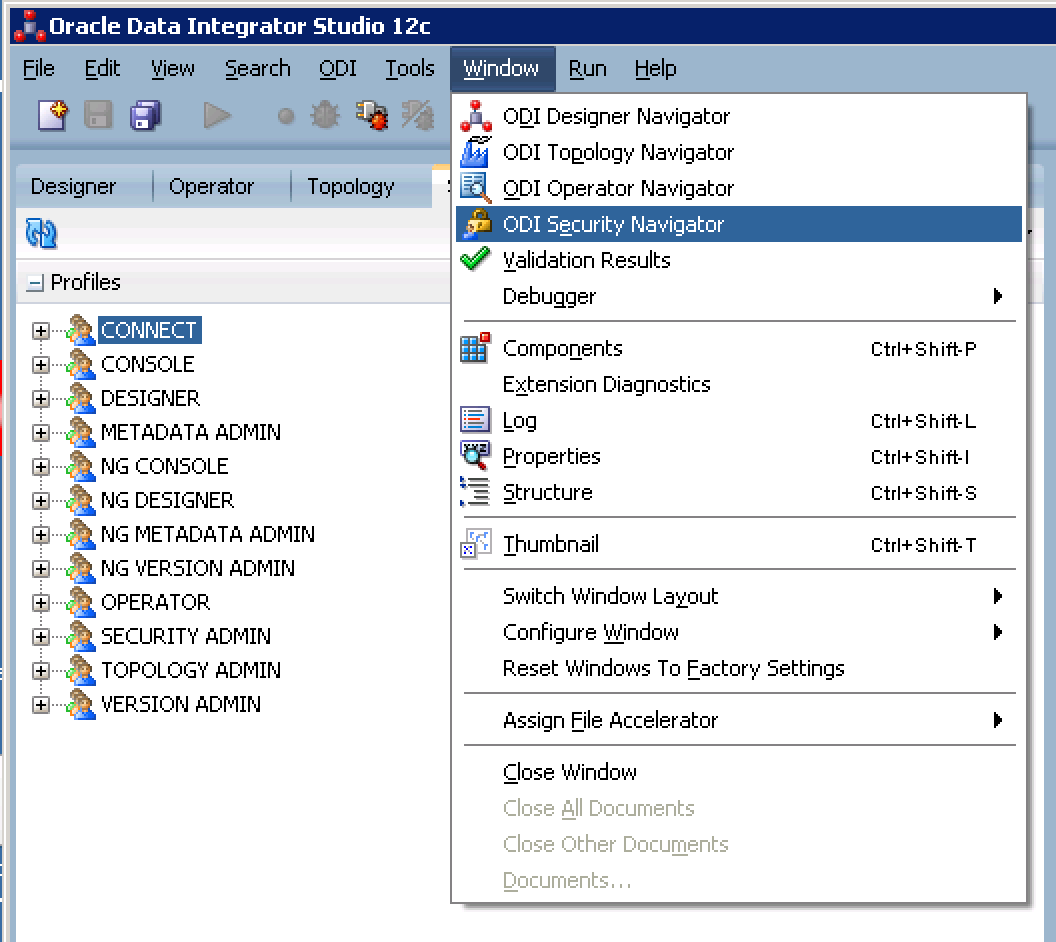 Creating Security Profiles in ODI 12c