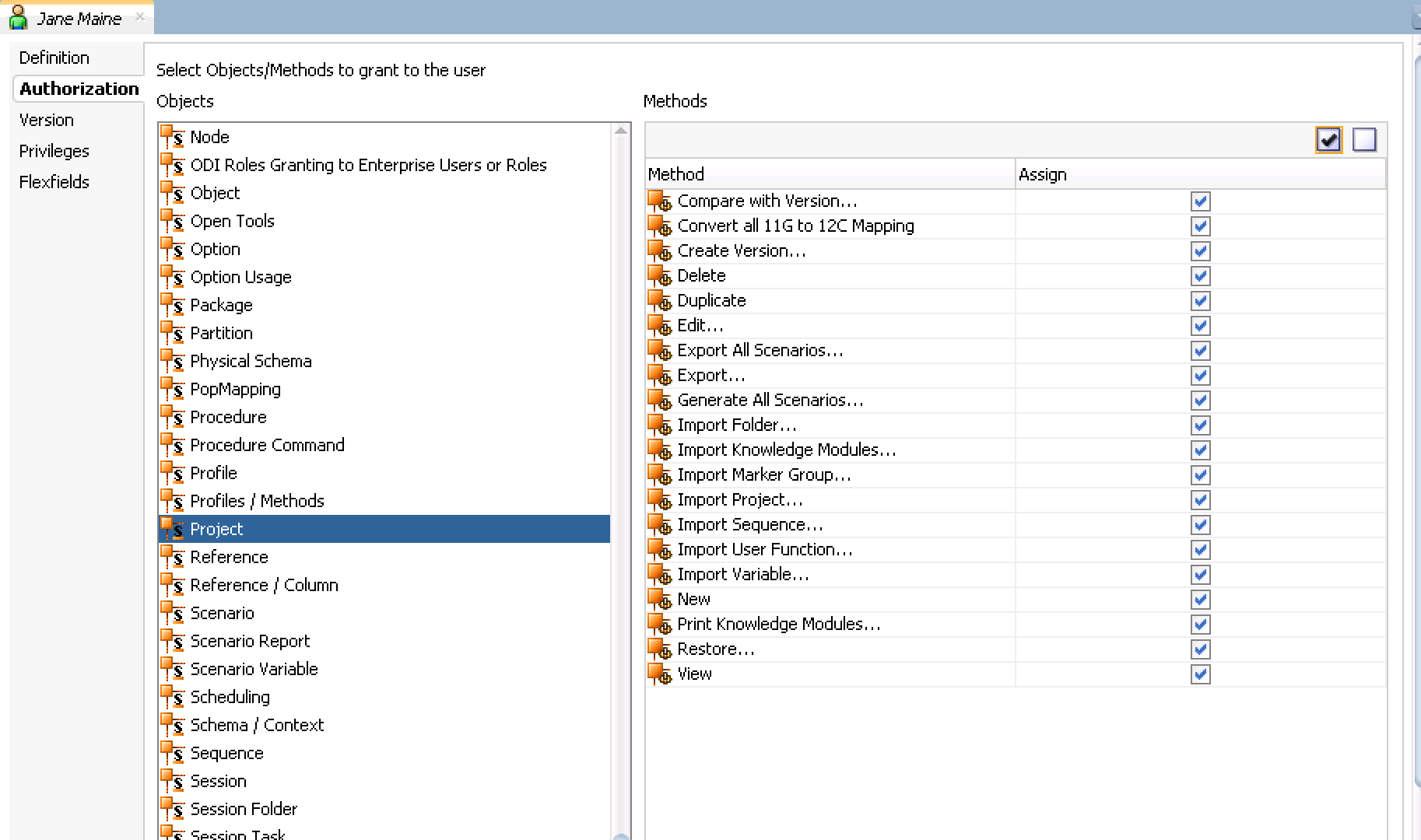 Creating Security Profiles in ODI 12c