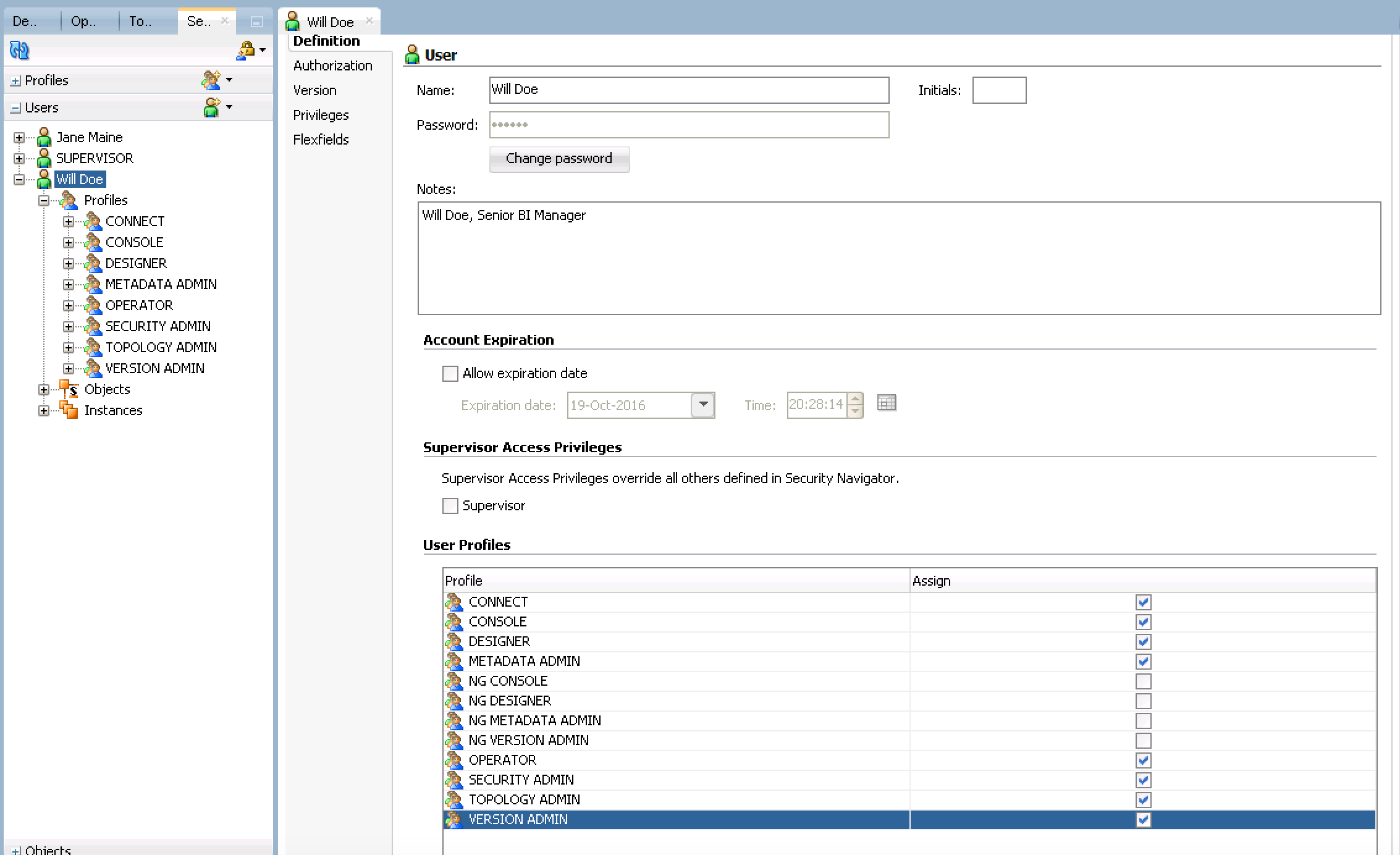 Creating Security Profiles in ODI 12c